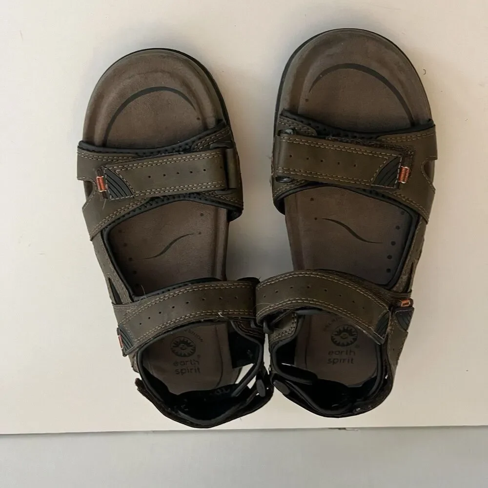 Earth Spirit Sandals Mens Brown Brett Active Strappy Faux Leather SZ US 10 EU 43